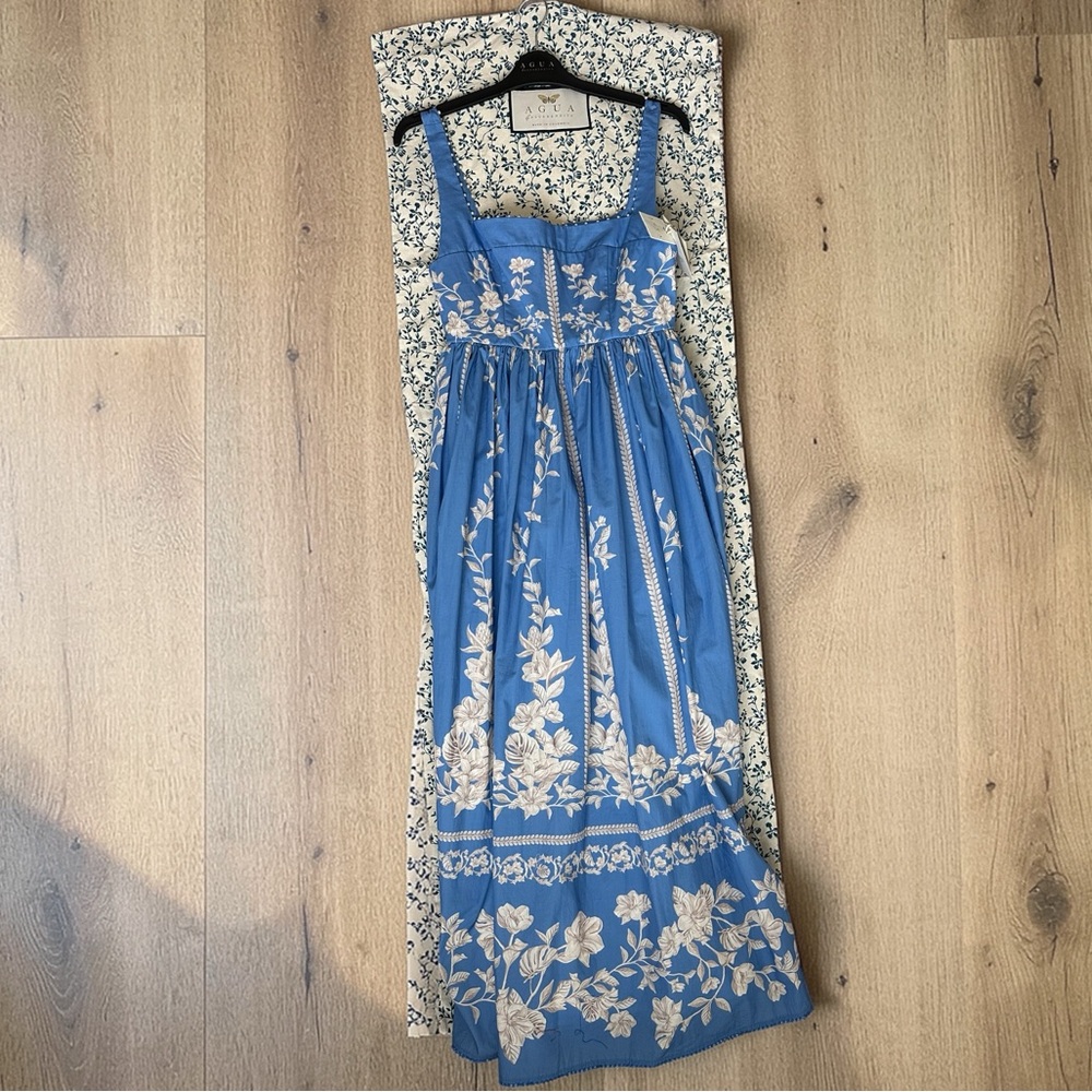 NEW AGUA x AGUA BENDITA Barbara Madera Midi Dress. Blue. XS. NWT - Picture 11 of 11